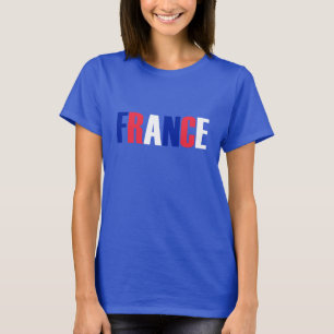 Word FRANCE in tricolor colour flag of the country T-Shirt