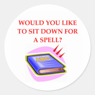 word game pun classic round sticker