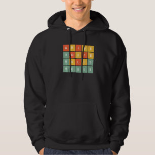 Word Games Retro Orange Blue Yellow Squares For Ha Hoodie