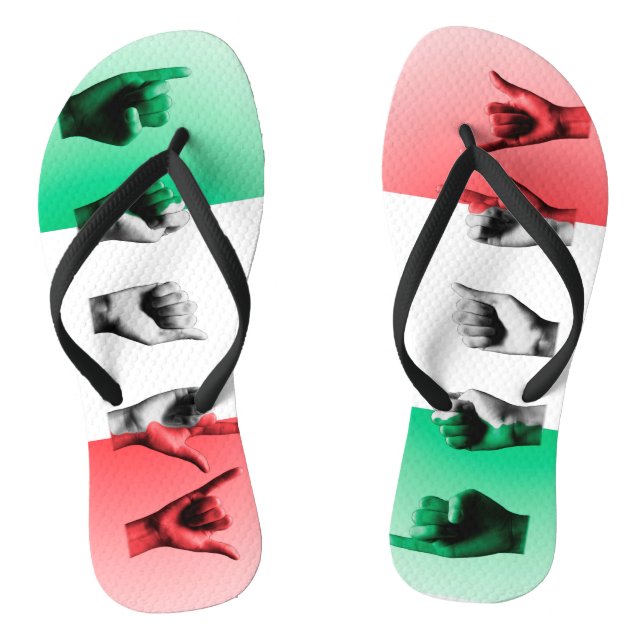 Word Italy over the italian flag Jandals (Footbed)
