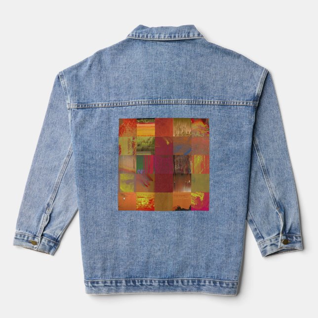 Word Juggler Glitch Art Data Corruption Abstract Denim Jacket (Back)