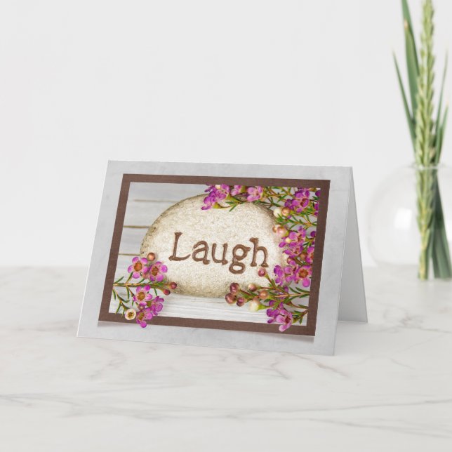 word laugh etched in stone card (Front)