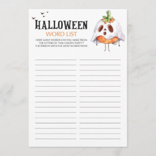 Word List Game for Halloween Themed Party