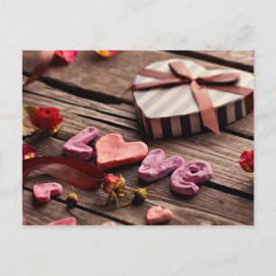 Word Love with Heart Shaped Valentine's Day Gift Holiday Postcard