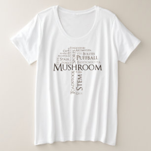 Word Mushroom Plus Size Tank Top (Brown Text)