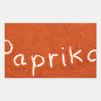 Word paprika written in paprika powder rectangular sticker