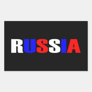 Word RUSSIA in tricolor colour flag of the country Rectangular Sticker