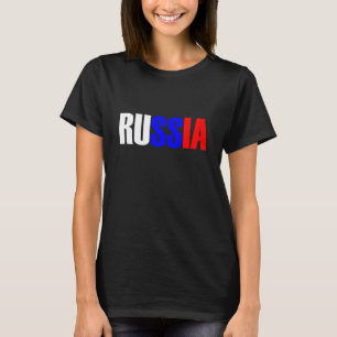 Word RUSSIA in tricolor colour flag of the country T-Shirt
