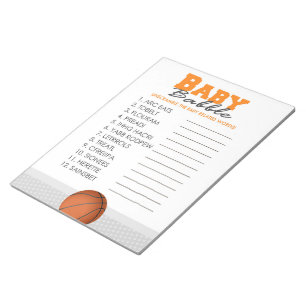 Word Scramble Basketball Baby Shower Game Pack Notepad