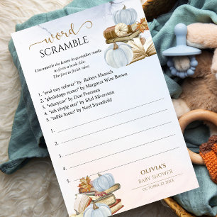 Word Scramble Book Theme Pumpkin Baby Shower Game