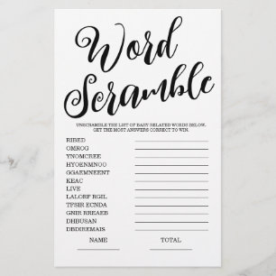Word Scramble Bridal Shower Game