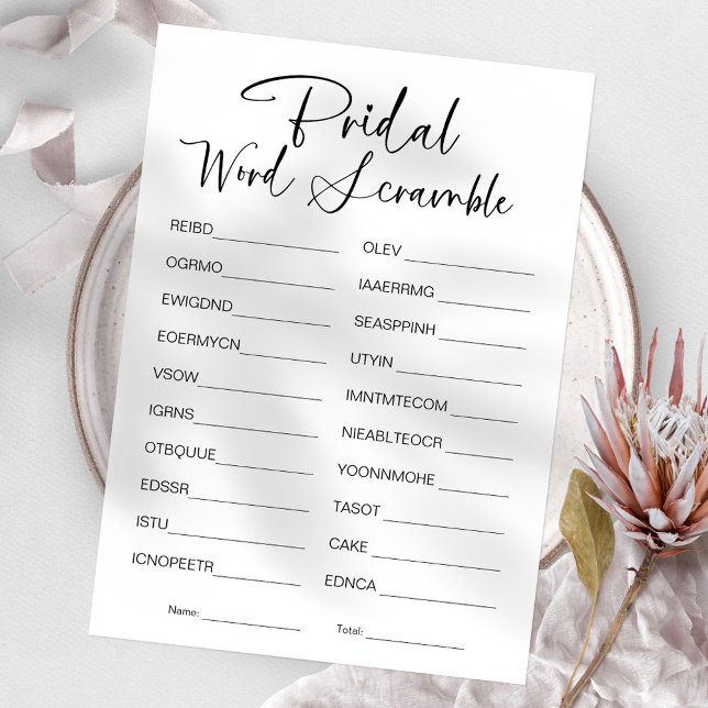 Word Scramble Bridal Shower Game Invitation (Creator Uploaded)