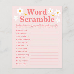 Word Scramble Game Pink Daisy Spring Baby Shower
