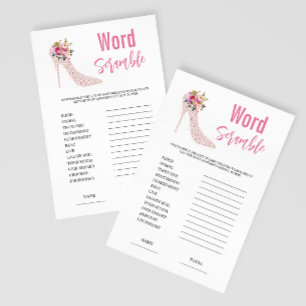 Word Scramble High Heels Bridal Shower Game