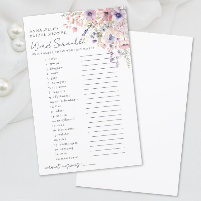 Word Scramble Wildflower Bridal Shower Game (Word Scramble Wildflower Bridal Shower Game)