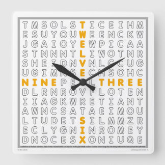 Word Search Clock with downloadable puzzle(orange)
