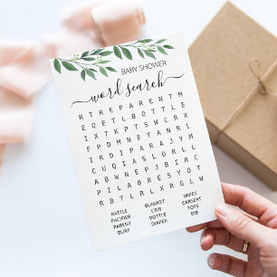 Word search Game Baby Shower party Card