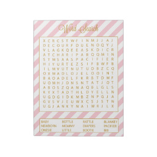 Word Search Pink Baby Shower Game 40 sheets Notepad