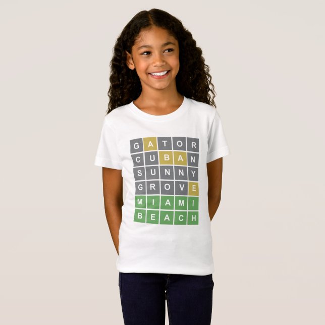 Wordle Puzzle "Miami Beach"  T-Shirt 4 (Front Full)
