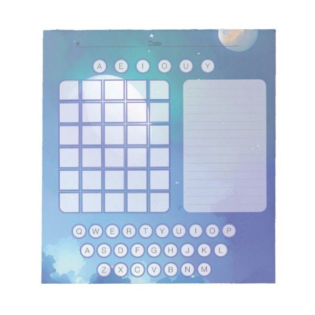 Wordle Scratch Pad Notepad - Space Watercolor Blue (Front)