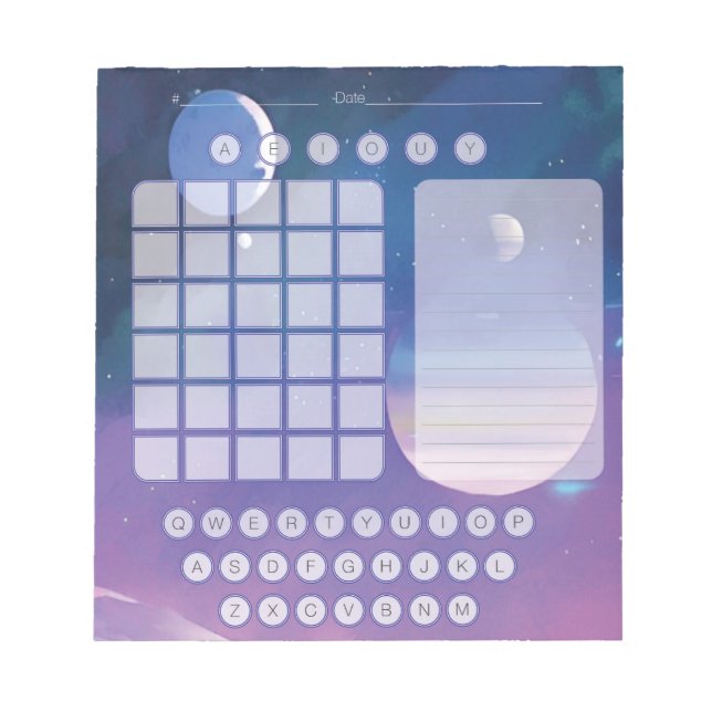 Wordle Scratch Pad Notepad - Space Watercolor Fade (Front)
