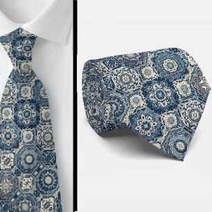Wordly Luxury Businessman Blue Morrocan Tile Tie