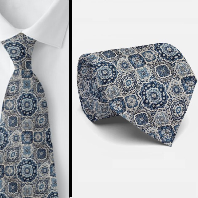 Wordly Luxury Businessman | Blue Morrocan Tile Tie (Creator Uploaded)