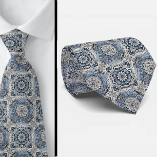 Wordly Luxury Businessman Blue Morrocan Tile Tie