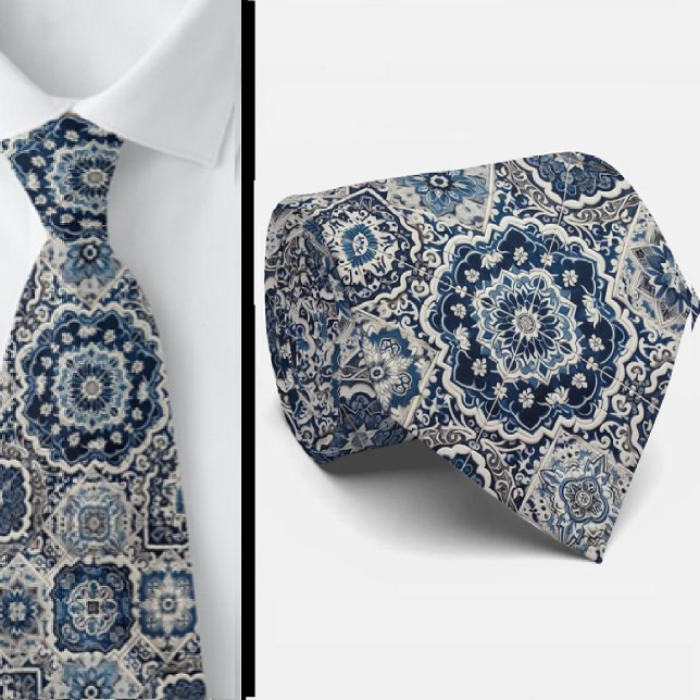 Wordly Luxury Businessman | Blue Morrocan Tile Tie (Creator Uploaded)