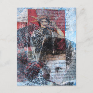 Words and Women Abstract Collage Postcard