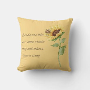 Words are like Honey… Sunflower and Bee  Cushion