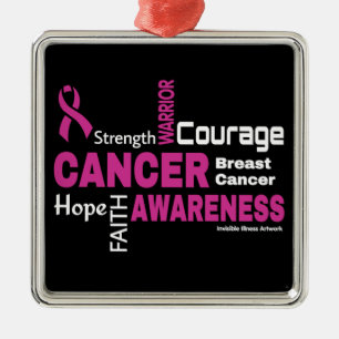 Words...Breast Cancer Metal Tree Decoration