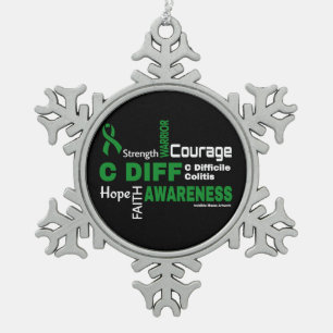 Words...C Diff Snowflake Pewter Christmas Ornament