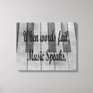 words fail piano music design canvas print
