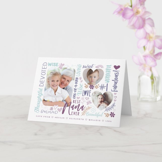 Words for Best Nana Ever Any Occasion Photo Card (Orchid)