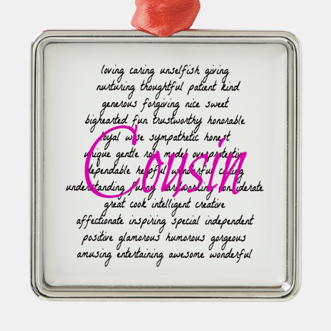 Words for Cousin Metal Tree Decoration (Front)