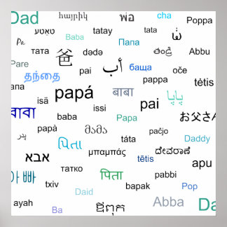 Words for dad in many different languages poster