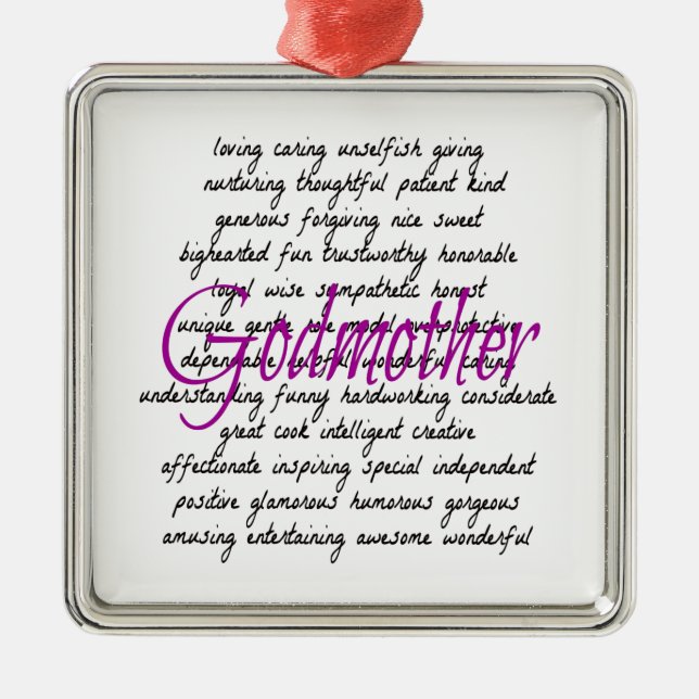 Words for Godmother Metal Tree Decoration (Front)