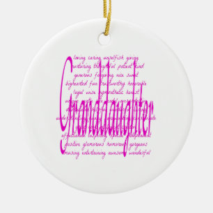 Words for Granddaughter in Pink Ceramic Tree Decoration