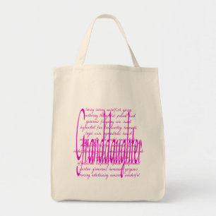 Words for Granddaughter in Pink Tote Bag