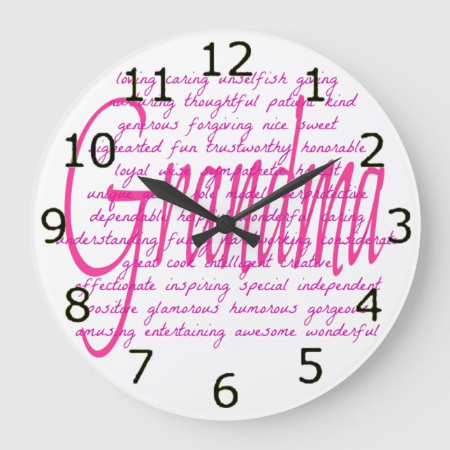 Words For Grandma Large Clock (Front)