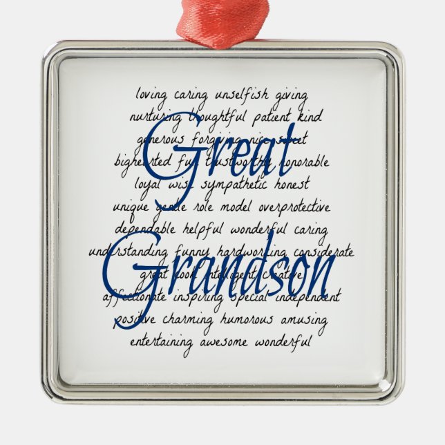 Words for Great Grandson Metal Tree Decoration (Front)