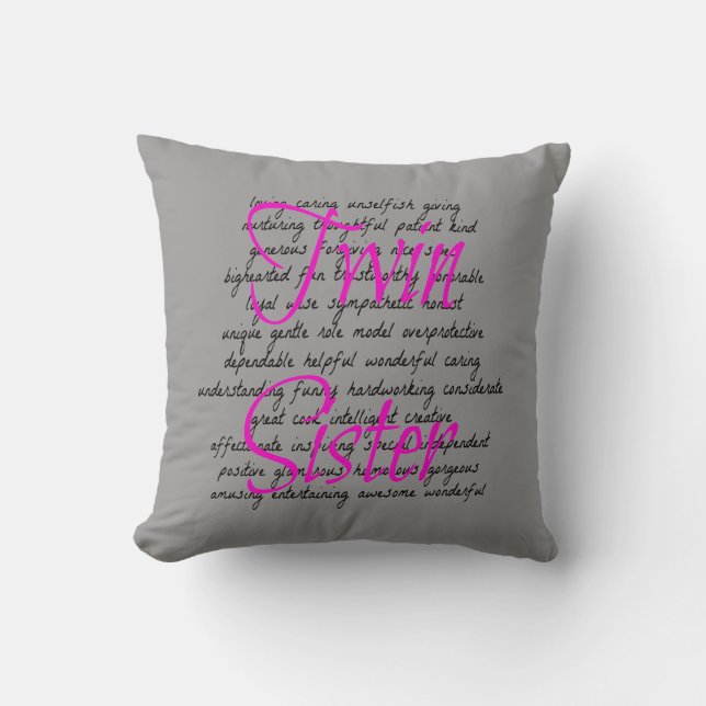 Words for Twin Sister Cushion (Front)