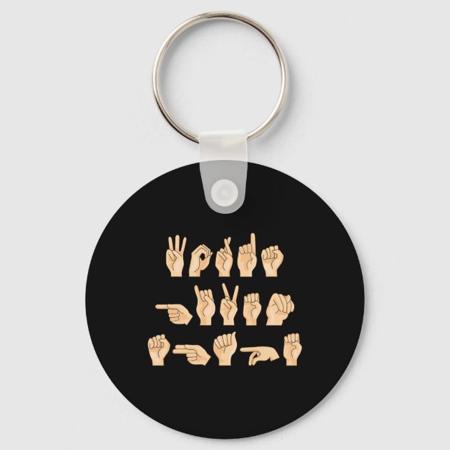 Words Given Shape American Sign Language 1  Key Ring (Front)
