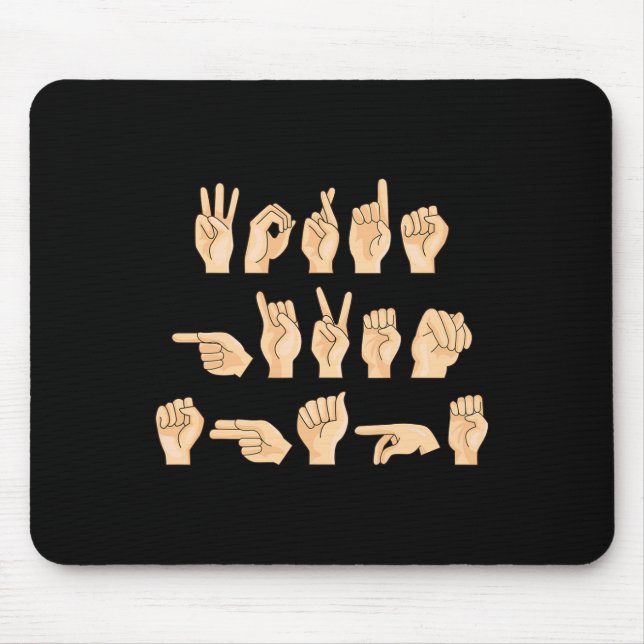 Words Given Shape American Sign Language 1  Mouse Pad (Front)
