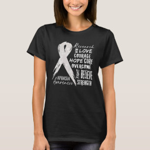 Words  Grey Present Aphasia Awareness Grey Ribbon  T-Shirt