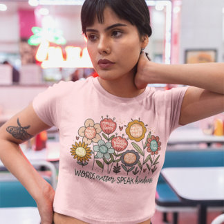 Words Matter Kindness Quote with Boho Floral T-Shirt