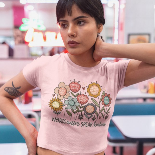 Words Matter Kindness Quote with Boho Floral  T-Shirt (Creator Uploaded)