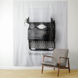 Words Matter Typewriter Tapestry