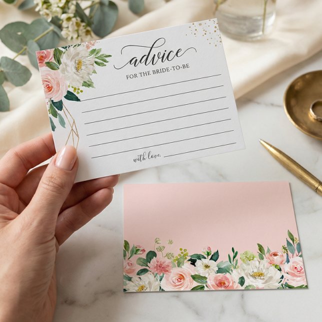 Words of Advice Card Modern Blush Pink Floral (Creator Uploaded)
